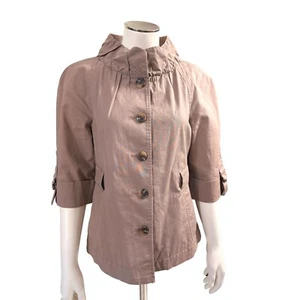 Ann Taylor LOFT Cotton Spandex Khaki Brown Casual Jacket Size 0 - Picture 1 of 12