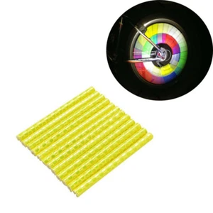 12Pcs Bicycle Sefaty Reflective Wheel Rim Spoke Strip Tube Warning Light YELLOW - Picture 1 of 6