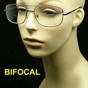 Bifokale Lesebrille Großlinse Pilot Feder Tempel Scharnier Metall Neu Männer Frauen - Bild 1 von 8