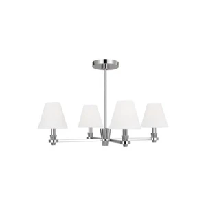 Visual Comfort Studio Paisley 4-Lt Med Chandelier, Nickel/White Linen - AC1114PN - Picture 1 of 1