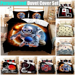 Geometric Figure Letter Skull Outer Space Alien Doona Duvet Quilt Cover Bed Set - Picture 1 of 16