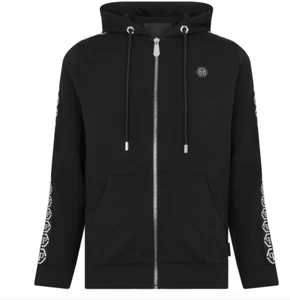 Philipp Plein Tape Zip Up Hoodie, Mens Zip Jacket Size 2XL, Black, New - Picture 1 of 13