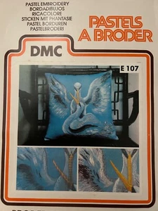 DMC Schwan Kissen vorne Vintage Stickpackung. Neu - Bild 1 von 4