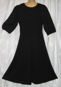 NEU MIT ETIKETT X-LARGE NORDSTROM SCHWARZ STRETCH VISKOSE PUFFÄRMEL MIDI SWING KLEID - Bild 1 von 6