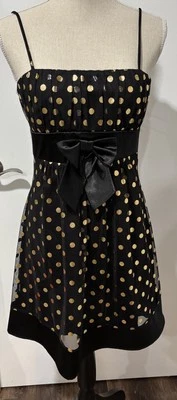Vestido Tabú De Colección Negro Babydoll Y2K Dorado Lunares Capricho Oscuro Romántico LG Foto 1 de 4