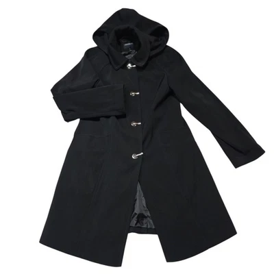 London Fog Hooded Toggle Coat Black Womens Full Length Classic Style Size S - Image 1 of 4