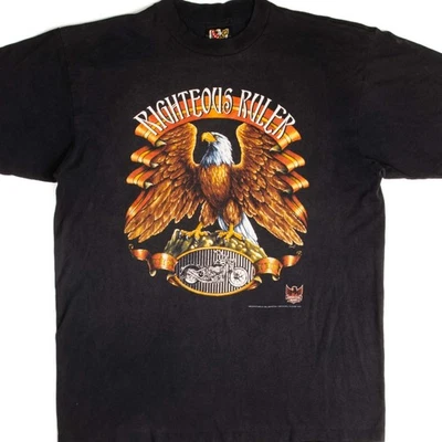 CAMISETA DE MOTOCICLISTA AMERICANA EMBLEMA 3D VINTAGE 1993 TALLA GRANDE HECHA EN EE. UU. Foto 1 de 4