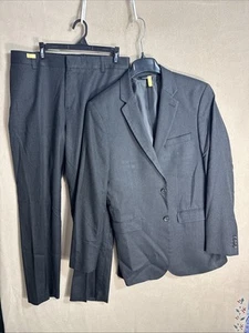 Banana Republic Tailored Slim 2 Piece Suit 42L 35x33 Wool 2BTN Charcoal Check - Picture 1 of 20