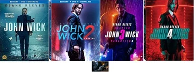 KEANU REEVES JOHN WICK THE COMPLETE COLLECTION 1 2 3 4 (4 BLU RAY Set, WS) New - Image 1 of 4