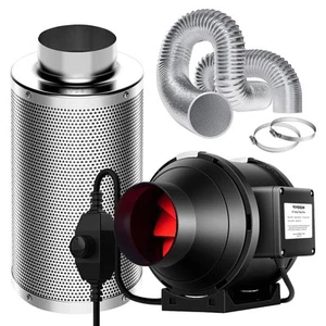 VIVOSUN 4 Inch Grow Tent Ventilation Kit Inline Duct Fan Carbon Filter Ducting - Picture 1 of 7