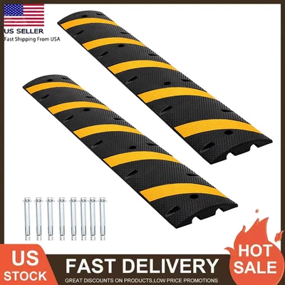 Paquete de 2 topes de velocidad de goma de 6 pies para topes de velocidad modulares de 2 canales de carretera de 25000 lb Foto 1 de 4