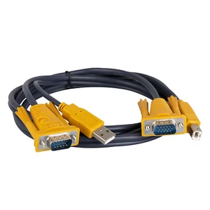Przełącznik KVM Combo Kabel 2-w-1 VGA USB Video PC Laptop Monitor Przewód LCD 1,5m Przewód - Zdjęcie 1 z 6