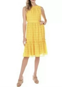 ANTHROPOLOGIE Dress Women XS Sunday in Brooklyn YELLOW Textured Open Back Tier - Picture 1 of 7