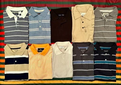 Lot of 10 American Rag/Gap/Nautica Polo Shirts Mens S/M/L Graphic/Striped 3 NWT - Image 1 of 4