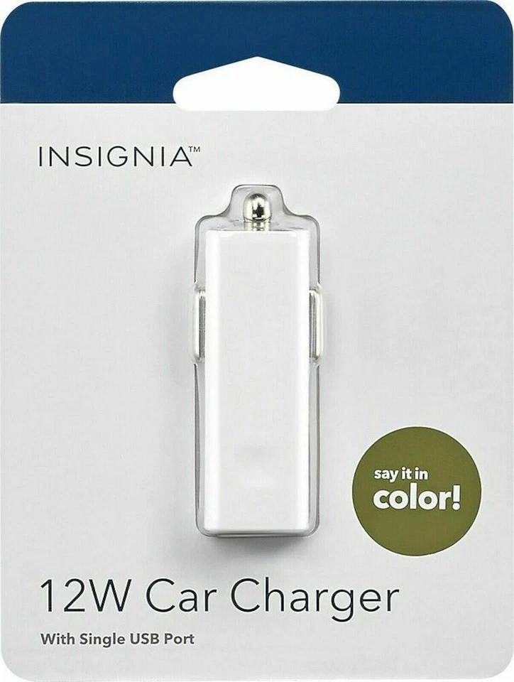 Insignia Green 12w Car Charger With Single USB Port
