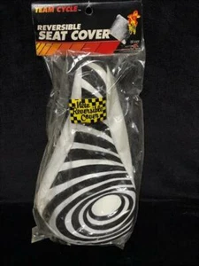 Rare White / Black 1980s TEAM CYCLE REVERSIBLE SEAT COVER Old School BMX Vertigo - Picture 1 of 3