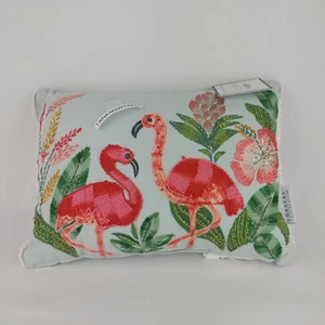 Coastal Collection Nautical Beach Beaded Embroidered Pillow 10x14 Pink Flamingo - Picture 1 of 12