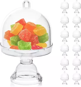 12 Pieces 4โ H X 2.75โ W Cake Plate Stand with Dome Cover, Clear, - Picture 1 of 9
