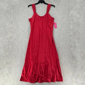 NEW VTG Enchanting Lingerie Satin Long Night Gown Women LARGE Red Slip Dress - Picture 1 of 9