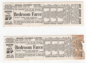 vintage Brooks Atkinson Theatre BEDROOM FARCE Tickets - Picture 1 of 2