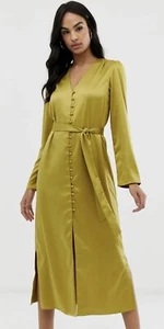 Fashion Union satin button front midi dress - Picture 1 of 4