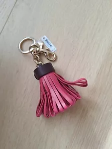 NEW COACH LEATHER TASSEL KEY FOB KEYRING KEYCHAIN GOLD/STRAWBERRY 58505 - Picture 1 of 5