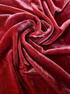 Weinrot Seide Samt Stoff Meterware, 1/2 Yard und 1/4 Yard, 45" breit - Bild 1 von 3