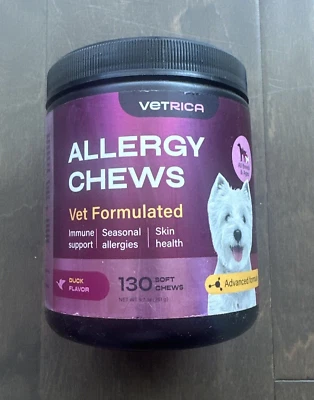 Allergy Dog Chews Duck Flavor Immune Skin Health Turmeric Quercetin ACV 130 ct - Image 1 of 4