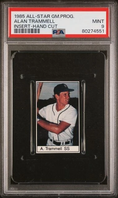 1985 All-Star Game Program Inserts Alan Trammell Tigers graded PSA 9 Mint Pop 4 - Image 1 of 1