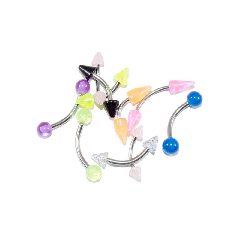 Anillo para cejas barras curvas 10 piezas calibre mixto y longitud con extremos de acrílico torre Foto 1 de 1