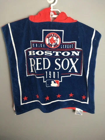 Boston Red Sox Towel Poncho Blue Red MLB Open Towel Poncho Hooded One Size Cover