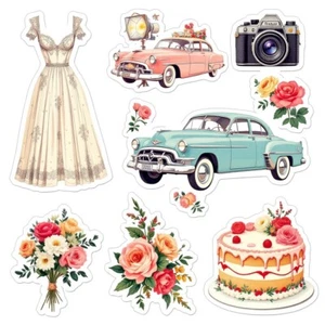 Cardstock Die Cut Embellishments Wedding (6) Cut Outs 5 Inch - Picture 1 of 1