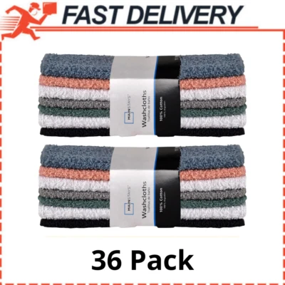 Mainstays Cotton Washcloth Bundle Collection, 36 Pack, Pastel - Image 1 of 4