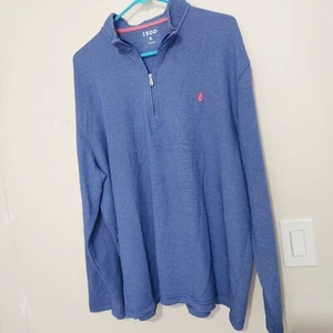 Izod Long Sleeve Polo Shirt For Men Size XL Blue Color Zip On Front B4 - Picture 1 of 13