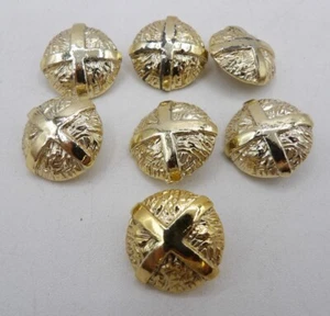 Gold Tone Metal Domed Cross Shaft Dress/Jacket Buttons Set Of 7 Heavy Weight 3/4 - Picture 1 of 2