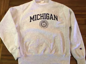 Champion Reverse Weave Michigan Wolverines Heather Gray Crewneck Sweatshirt Sz S - Picture 1 of 7
