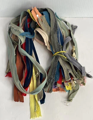 "Lote de 30 cremalleras metálicas recuperadas vintage de 3,5"" - 30""" Foto 1 de 4