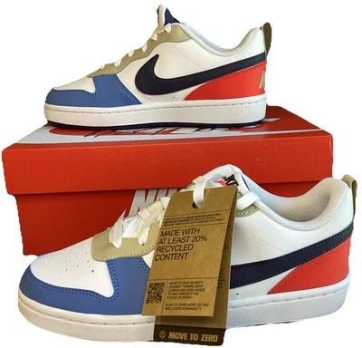 Nike Court Borough Low Recraft GS Blanco Azul Carmesí Niños Jóvenes 5.5Y DV5456-124 Foto 1 de 4