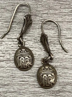 Pendientes colgantes escarabajo egipcio vintage plata 800 pruebas sin marcar 1,25" 3,33 g Foto 1 de 4