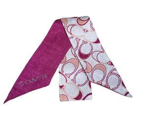 Coach rosa & Strass Logo 100 % Seide Pferdeschwanz Schal Krawatte Handtasche Tasche neu ohne Etikett - Bild 1 von 1