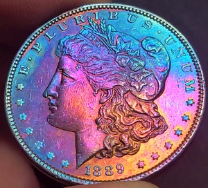 1889 Morgan Silver Dollar UNC BU Toning Rainbow Choice BU PL GEM KEY DATE RARE - Bild 1 von 2