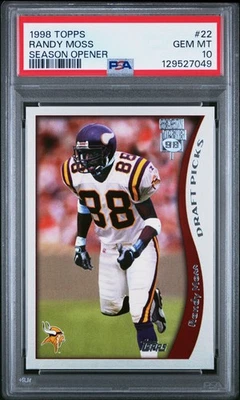 PSA 10 1998 Topps Temporada Abridor #22 Randy Moss Novato Vikingos Corte Joya Como Nuevo Foto 1 de 2