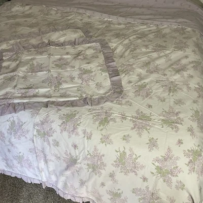 Simply Shabby Chic Duvet Cover Shams Full/Queen Lavender Floral Reversible 50x70 - Image 1 of 4