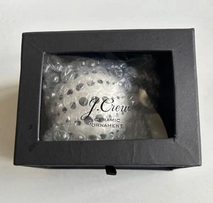 J CREW Ornamento POLKA DOotted Negro Blanco Cerámica 2.5" Caja de Regalo Nuevo con Etiquetas - Imagen 1 de 4