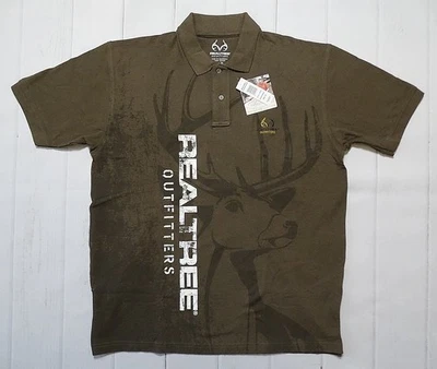 Realtree Outfitters Brown Polo Shirt Deer Hunter Mens X-Large 10 Point Buck (XL) - Image 1 of 4
