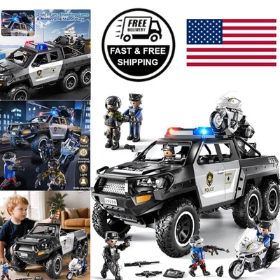 Vehículo educativo de policía de juguete para niños con características y accesorios construibles Foto 1 de 4