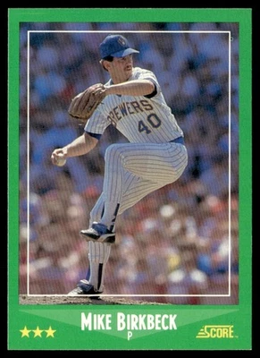 1988 Score Mike Birkbeck Milwaukee Brewers #369 - Image 1 of 2