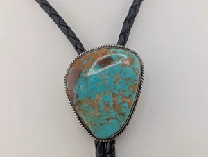 Corbata vintage Navajo Bolo Royston turquesa plata esterlina nativa joyería NA - Imagen 1 de 9