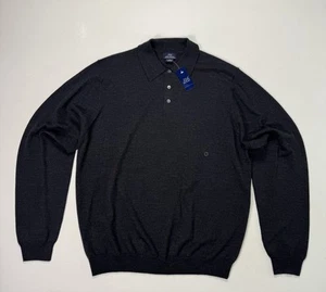Suéter Polo Brooks Brothers Extra Fino Italiano Lana Merino Para Hombre Grande Nuevo Con Etiquetas Gris - Imagen 1 de 8