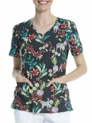 Women's Jungle Scrub Top  S L NEW V Neck - Image 1 of 2